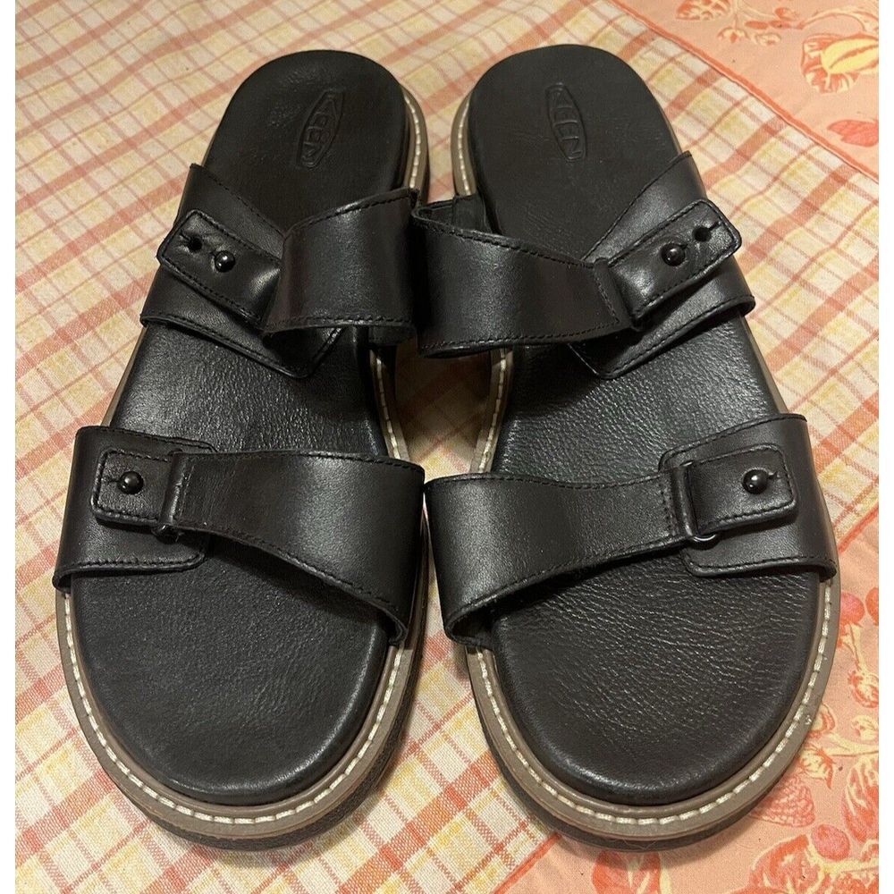 Keen Women's Black Leather Lana‎ Slide Sandal Buckles Size US 10.5/EU 41 EUC!